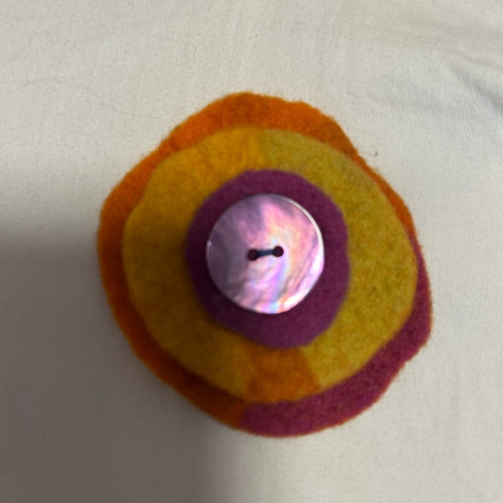 Colorful Felt Brooch with Button Accent